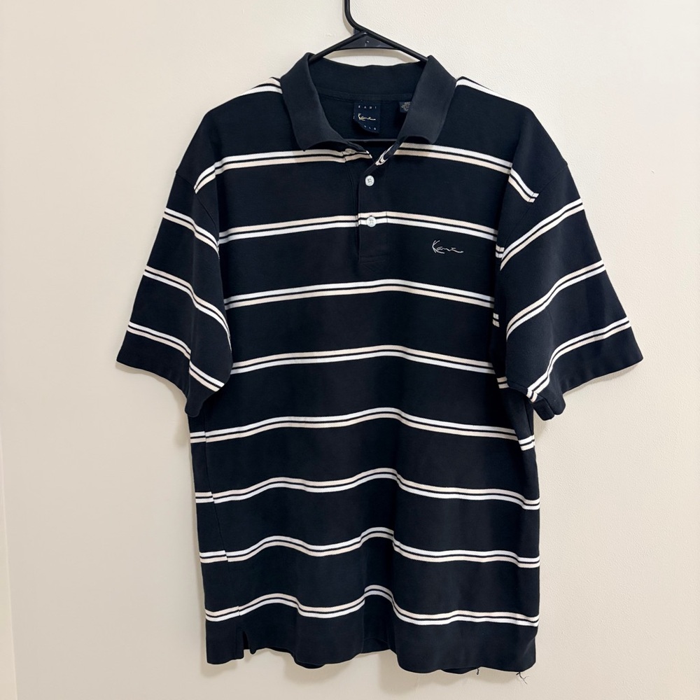 Y2K Kano Gold Black Striped Men's Polo Shirt Size XL